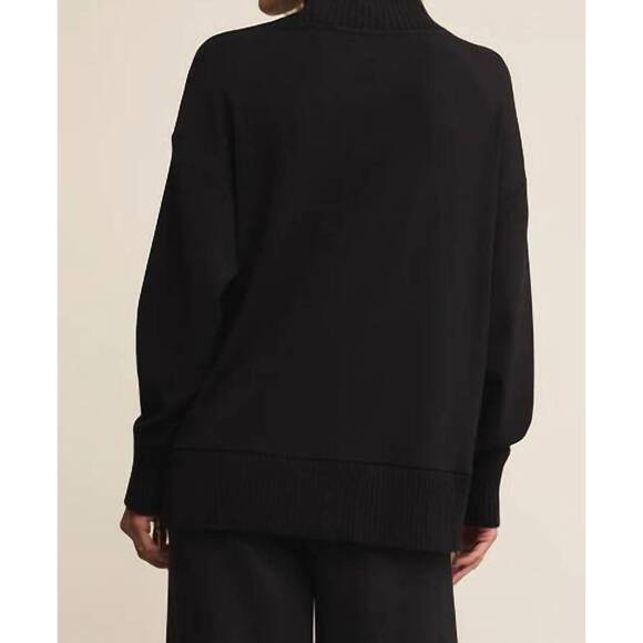 NEW Z SUPPLY sable rib sweatshirt in black - Picture 3 of 6